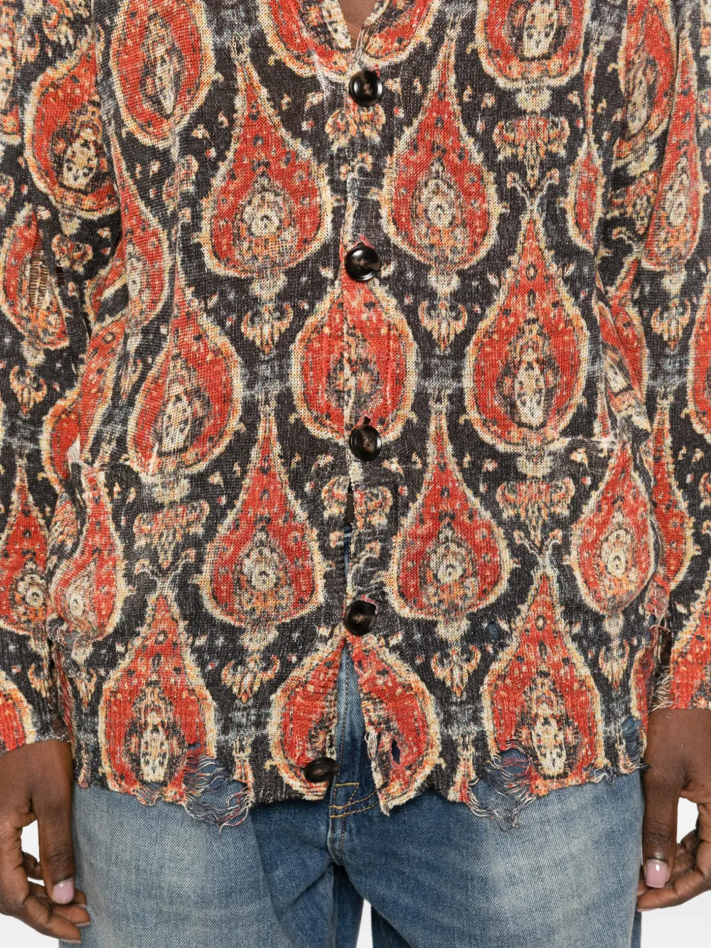 R13 Gerafeld vest met paisley print Zwart