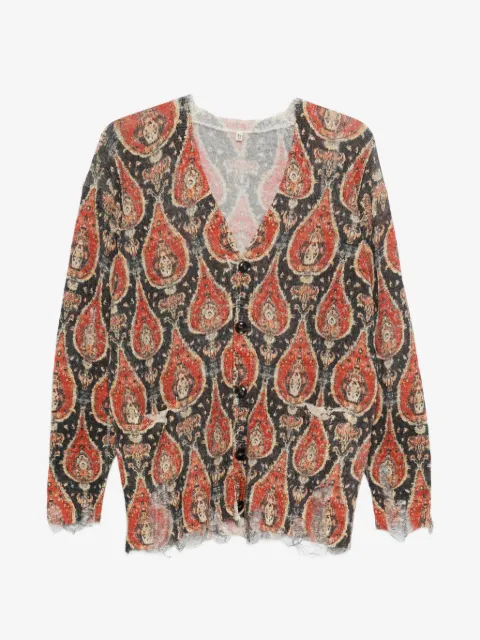 R13 paisley distressed cardigan