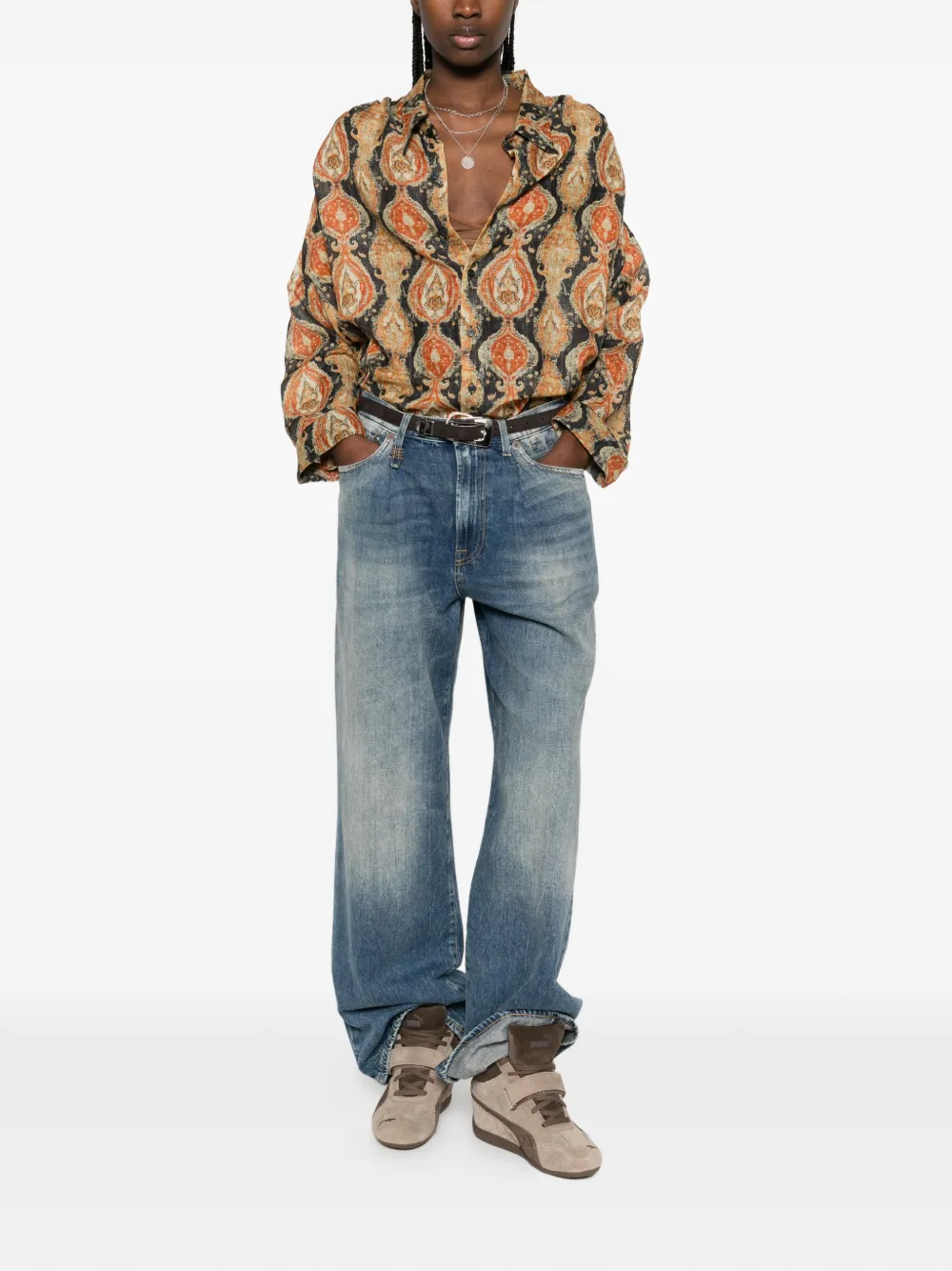  R13 Paisley Collar Shirt - Black 