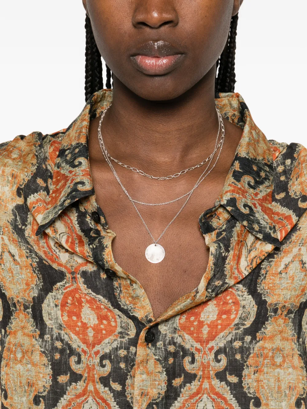R13 Blouse met paisley-print en kraag Zwart