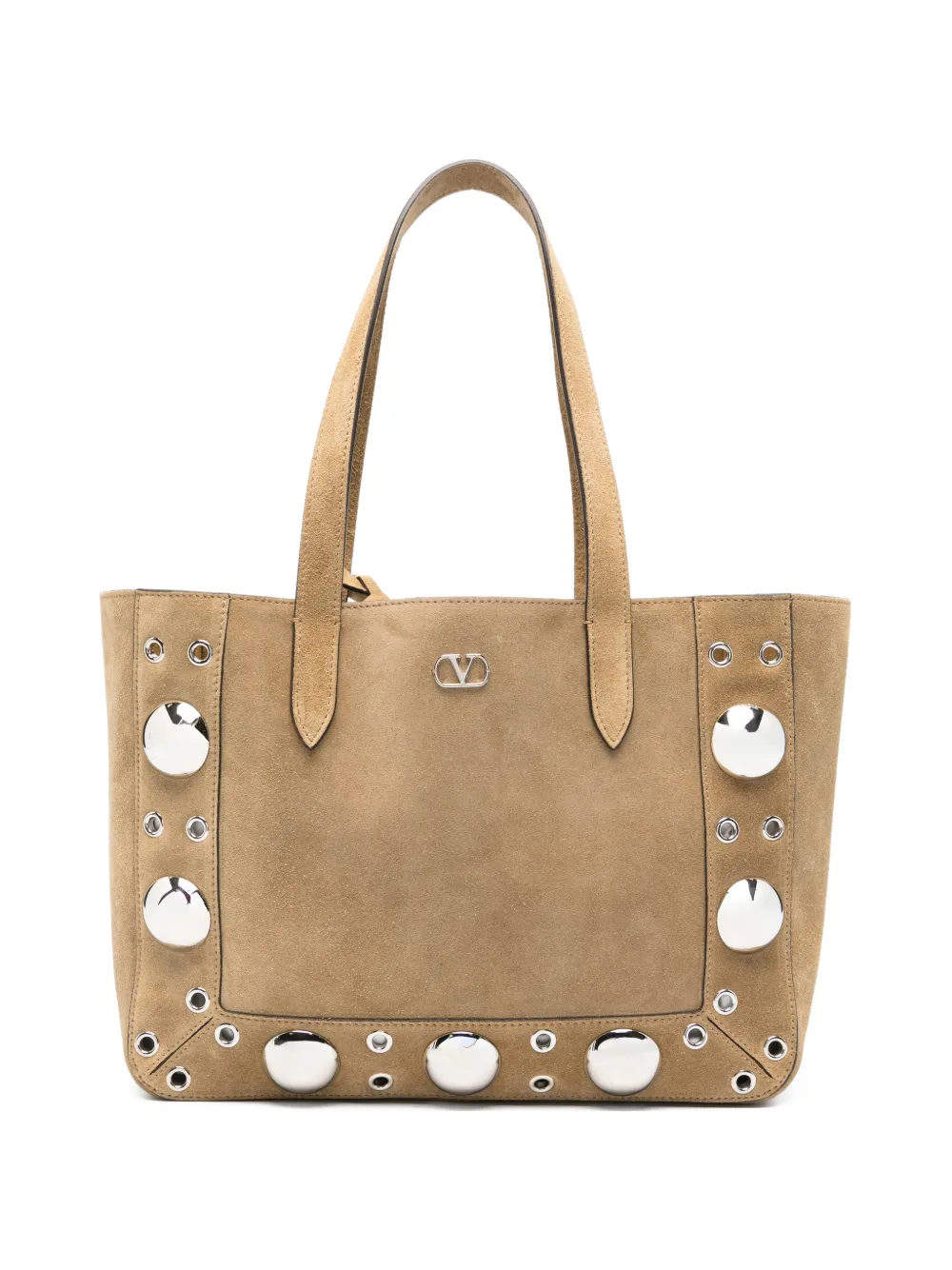 Valentino Garavani Nellcôte eyelet studded shoulder bag - Toni neutri
