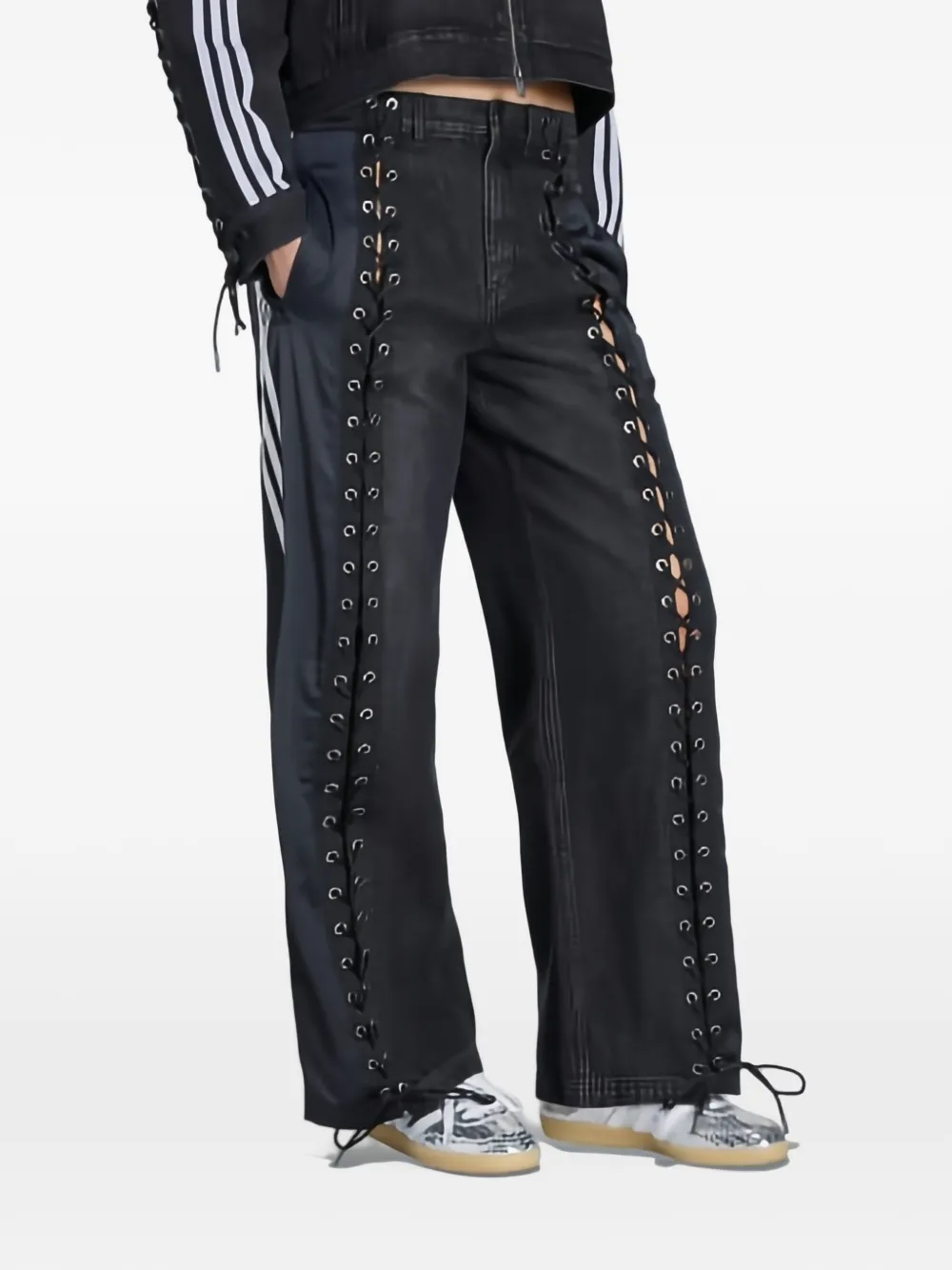 adidas lace-up striped trousers