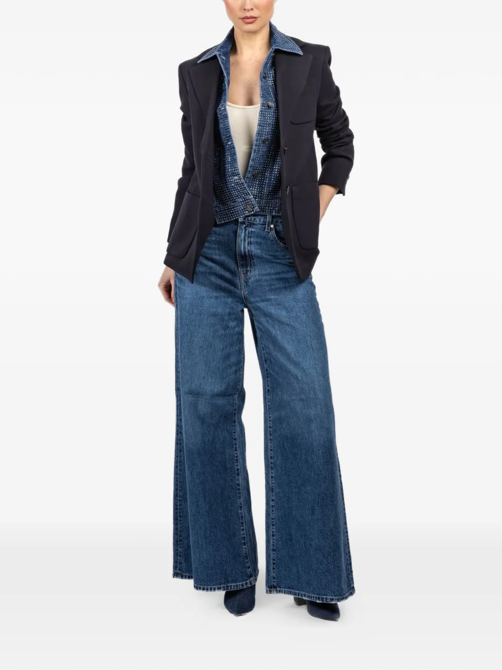  Veronica Beard Buttoned Embellished Tie - Blue 