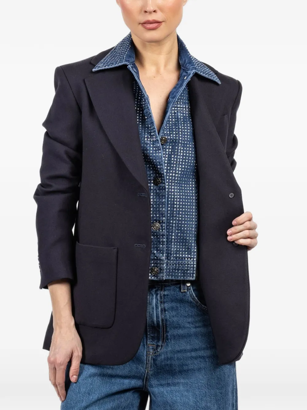 Veronica Beard buttoned embellished tie - Blauw