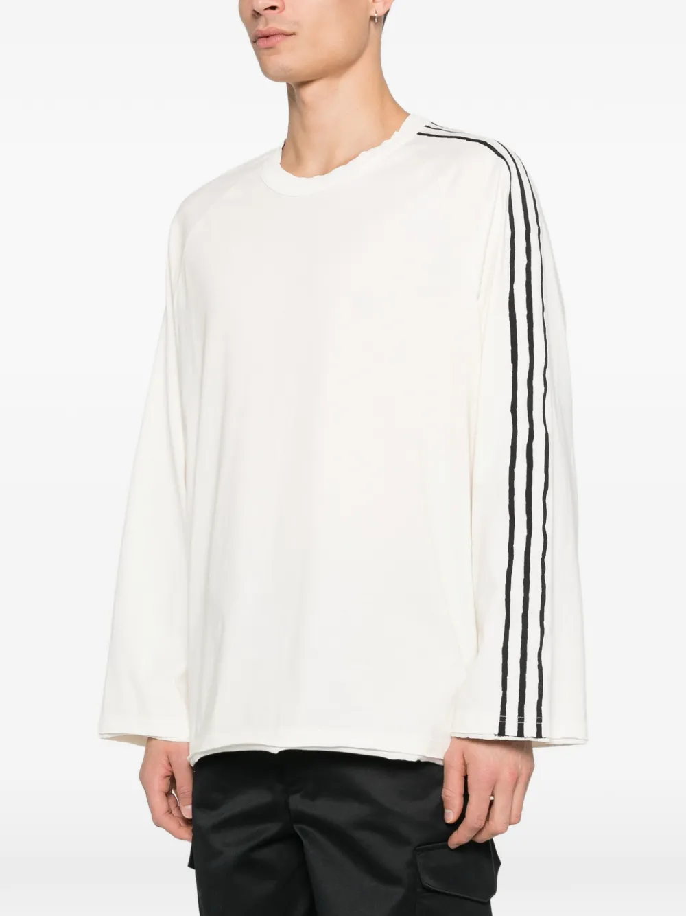 Y-3 T-shirt met lange mouwen en drie strepen Wit