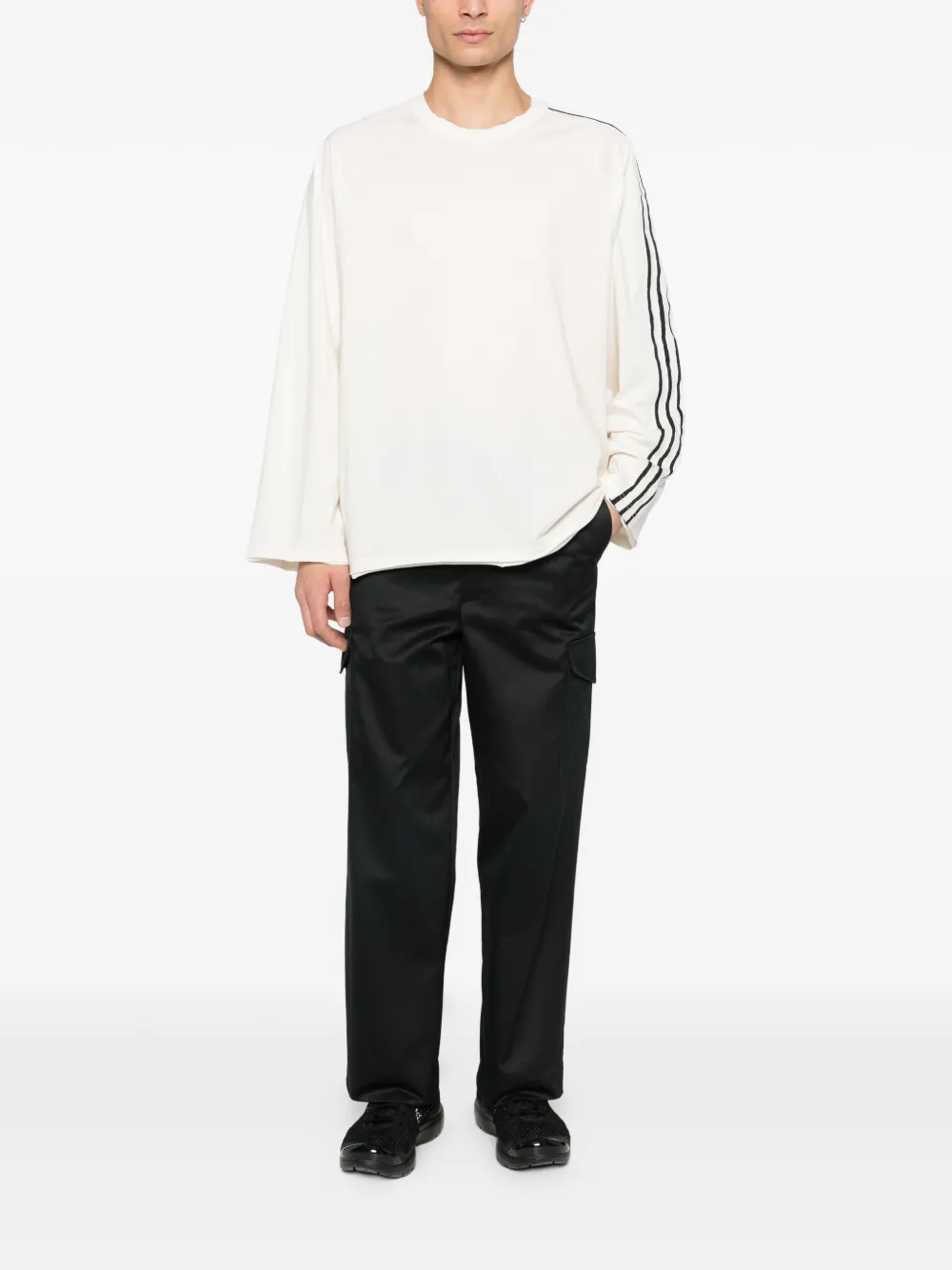 Y-3 stripe long-sleeve T-shirt - Wit