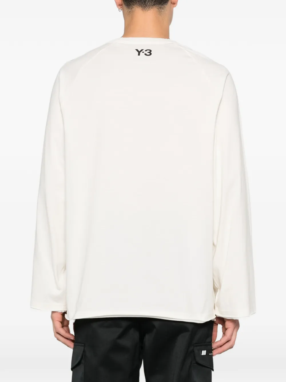 Y-3 T-shirt met lange mouwen en drie strepen Wit