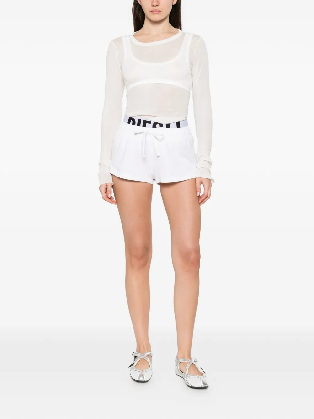 Diesel Shorts met trekkoord Wit