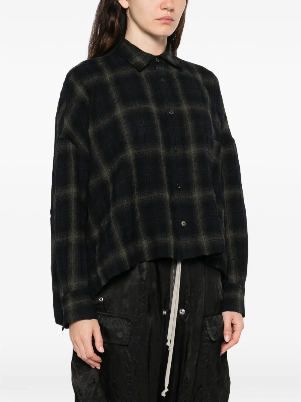  Yohji Yamamoto Checked Collared Shirt - Blue 