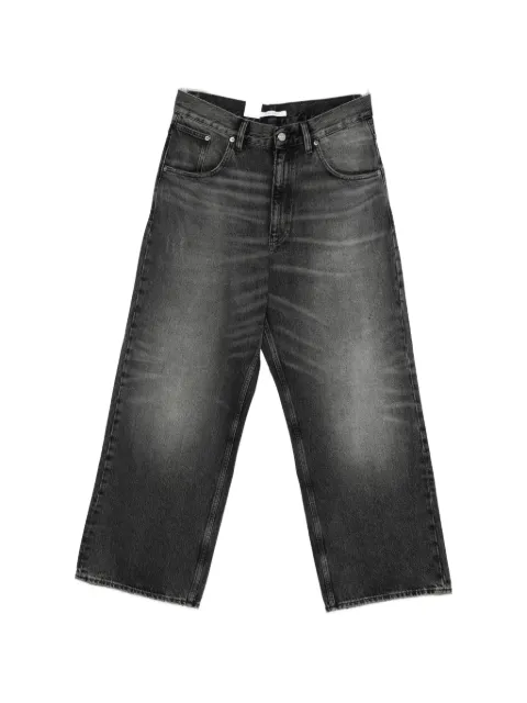 Sunflower topstitching wide-leg jeans