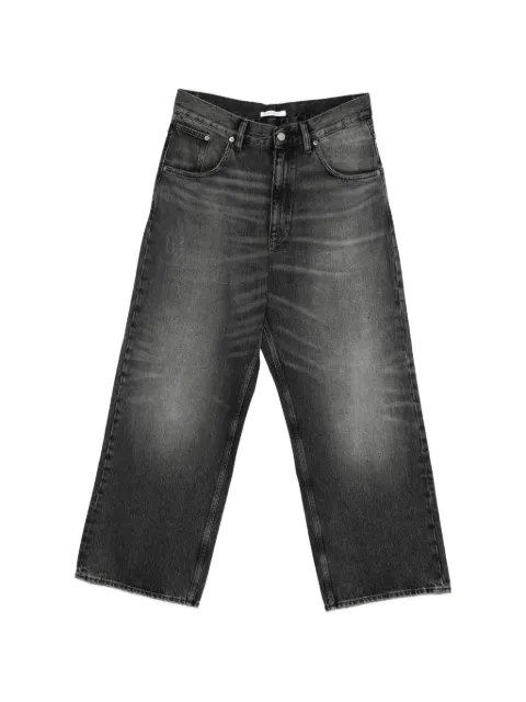 Sunflower topstitching wide-leg jeans