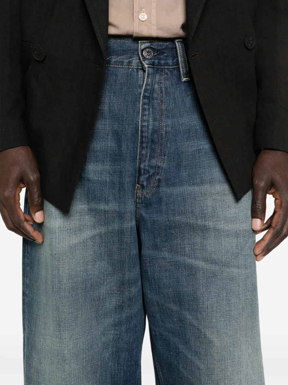 Sunflower Ruimvallende jeans met vervaagd effect Blauw