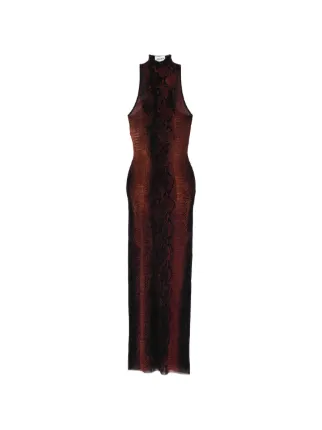 jean paul gaultier halter neck dress python-print Maxi | Brown tv / movies