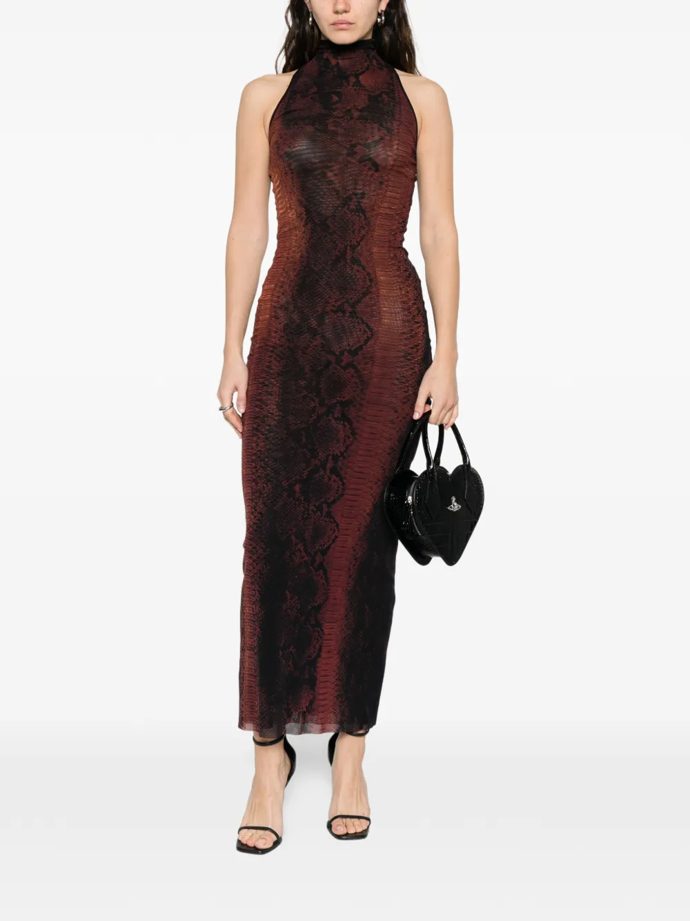 Jean Paul Gaultier python-print maxi dress - Bruin