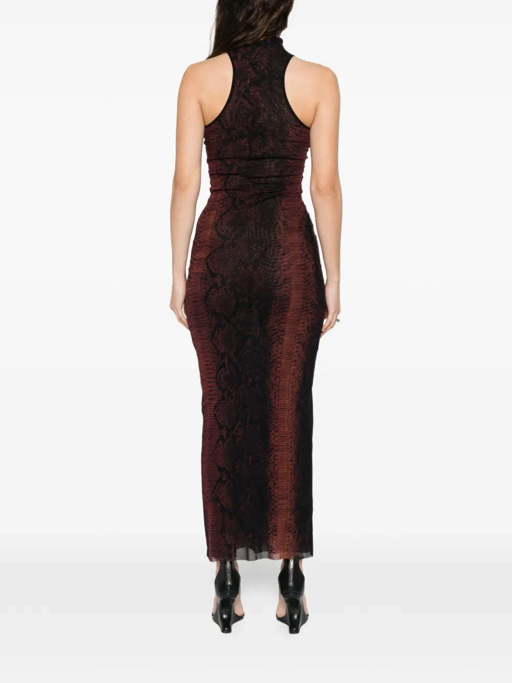 Jean Paul Gaultier Maxi-jurk met pythonprint Bruin
