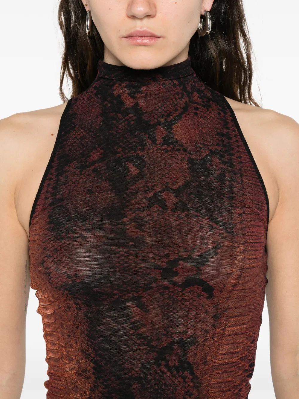 Jean Paul Gaultier Maxi-jurk met pythonprint Bruin