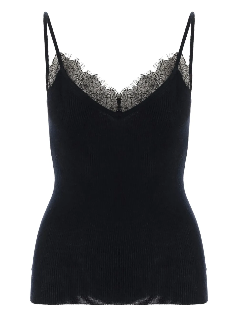 arch4 ribbed lace top - Schwarz