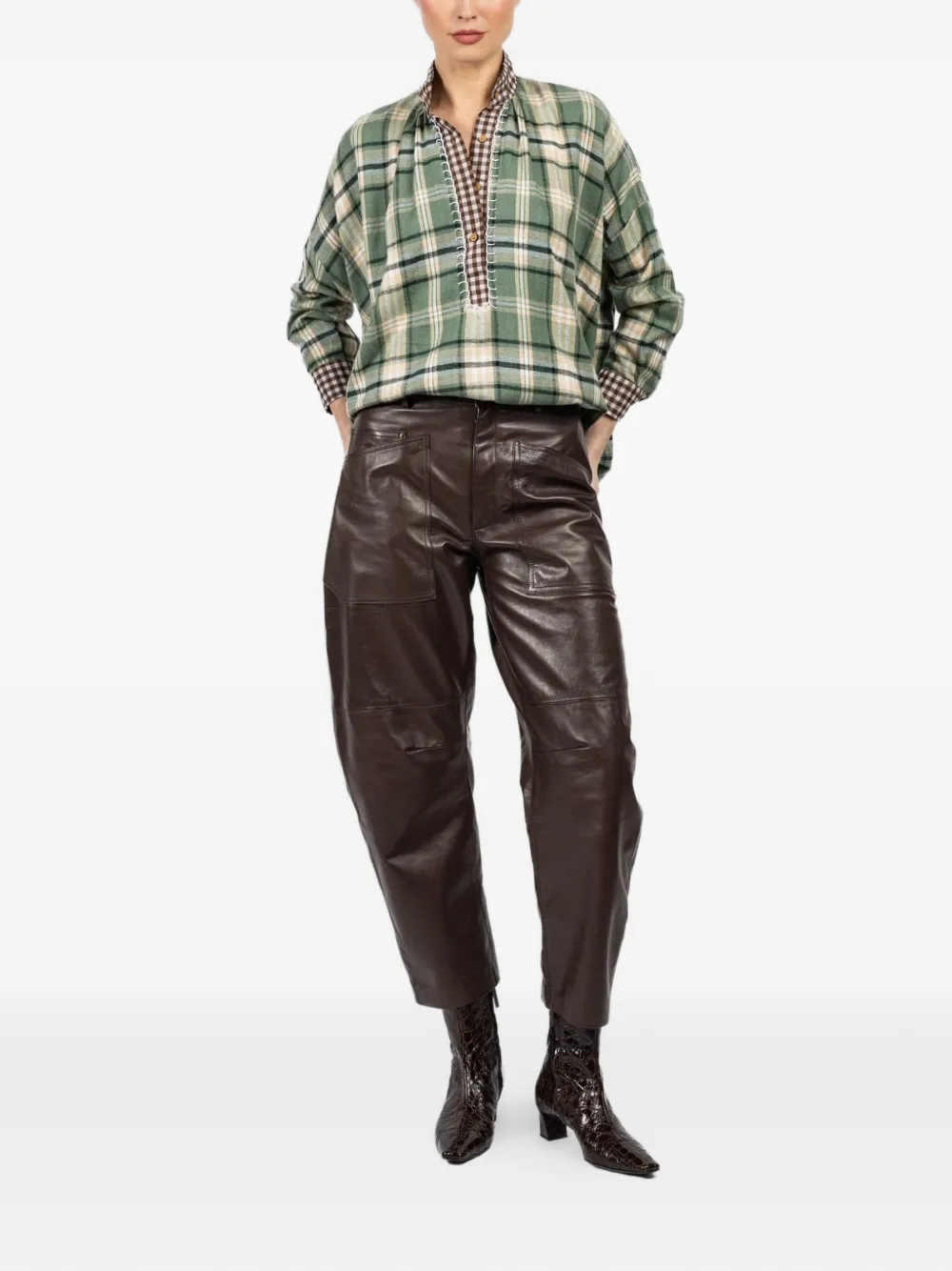 FISH CLUB check-print shirt - Groen