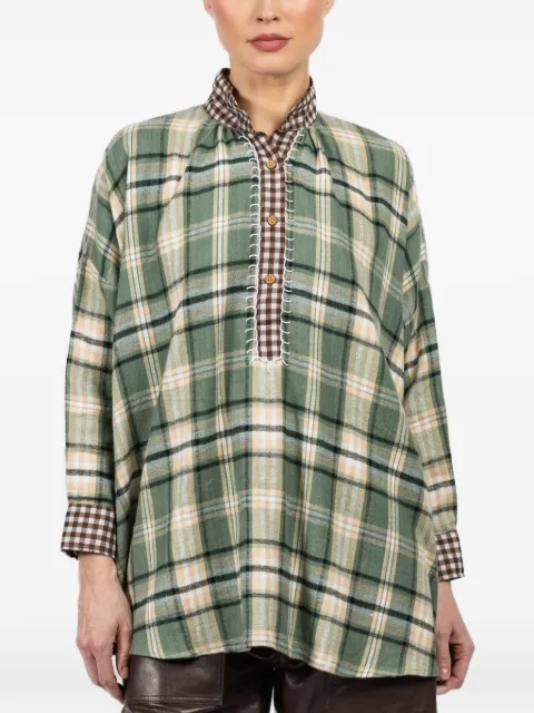 FISH CLUB check-print shirt