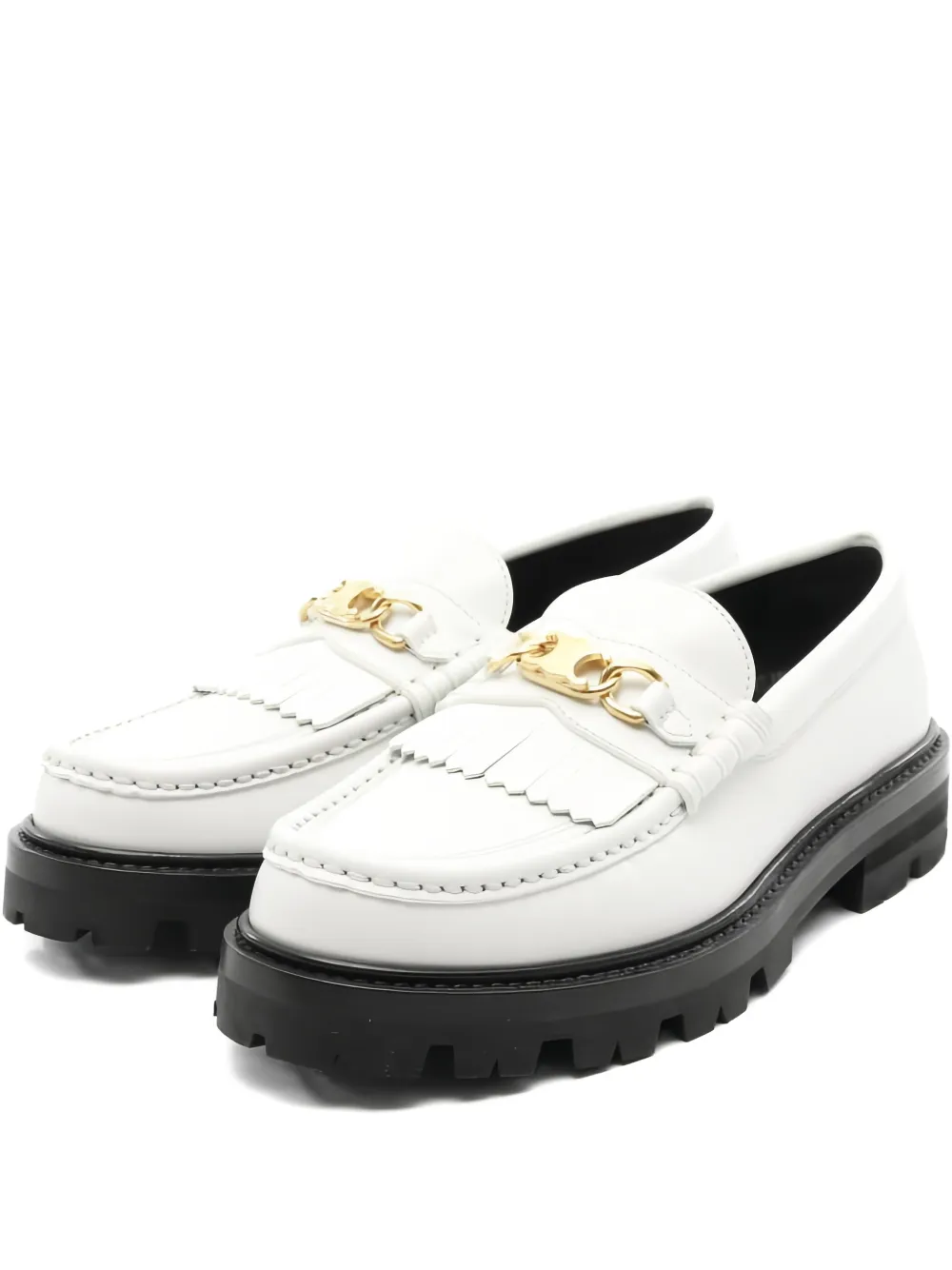 Celine Pre-Owned 2020s fringed leather loafers - Bianco