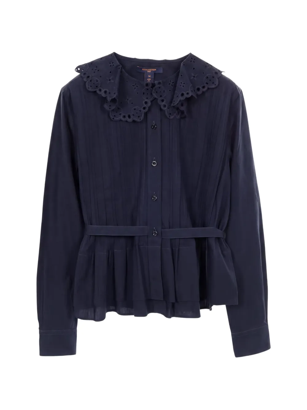 Louis Vuitton Pre-Owned 2010s pin-tuck belted shirt - Blu