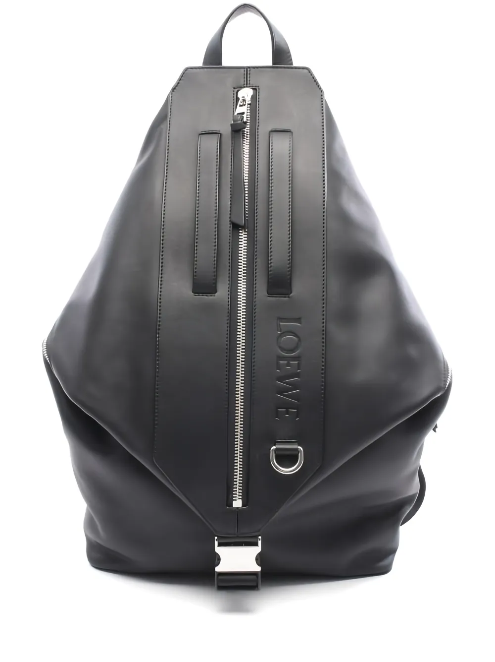 Pre-owned Loewe 2020s Leather Backpack Rucksack In Black