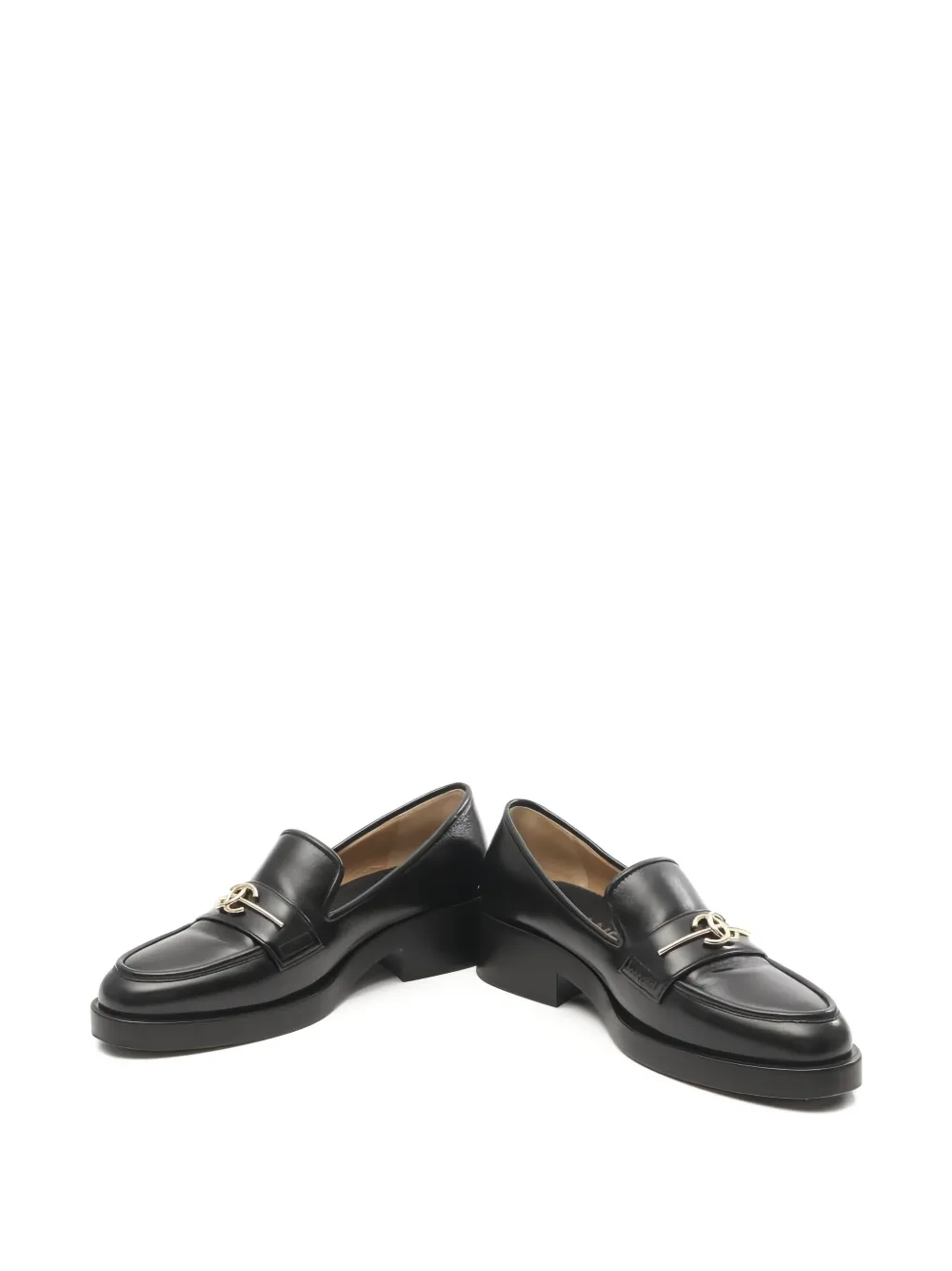 CHANEL Pre-Owned 1986-1988 coco mark leather loafers - Zwart