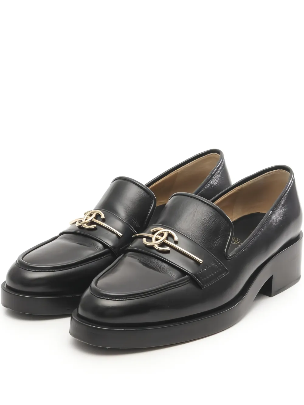 CHANEL Pre-Owned 1986-1988 coco mark leather loafers - Nero
