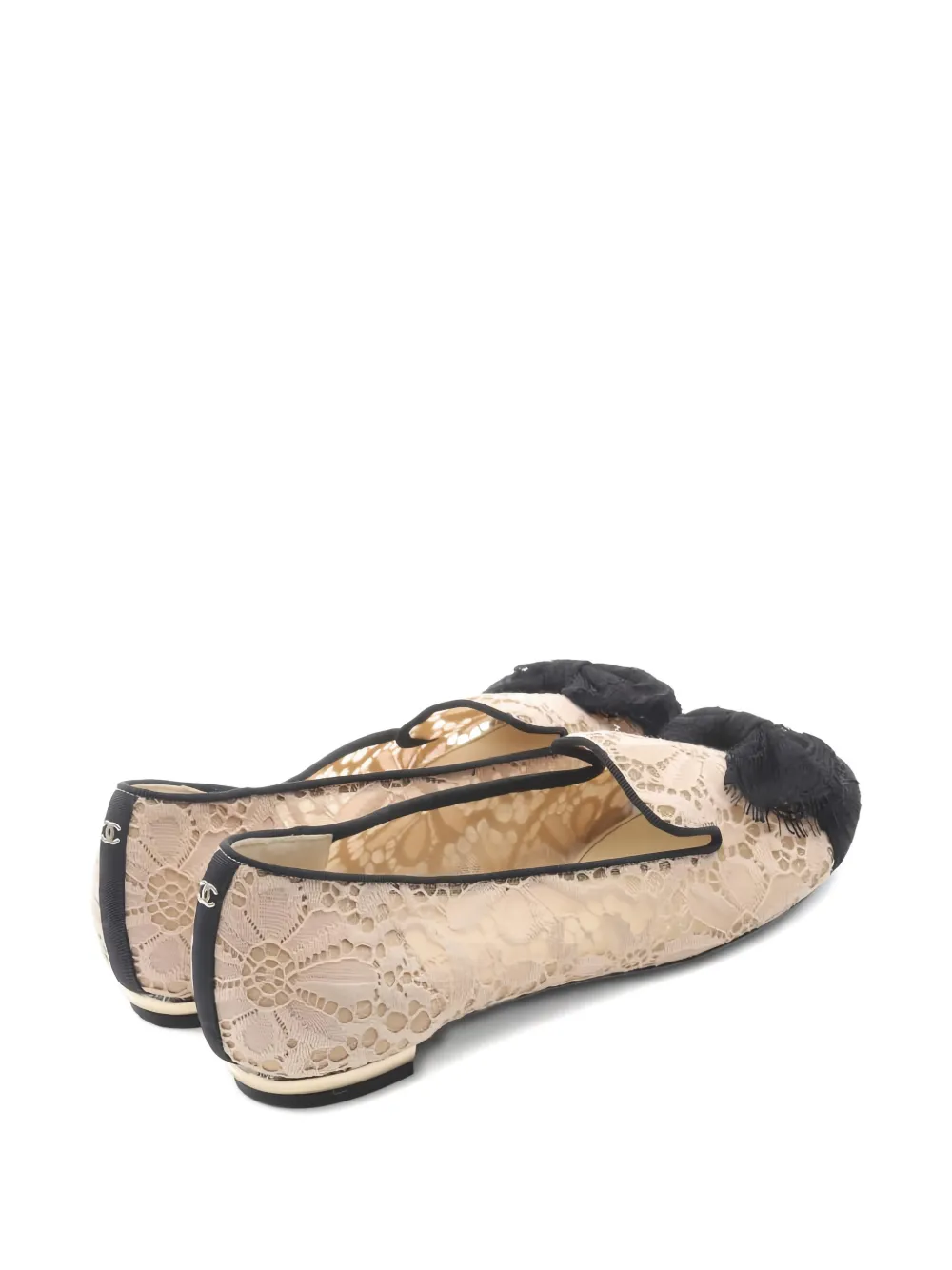 CHANEL Pre-Owned 1986-1988 bow-detail ballet flats - Beige