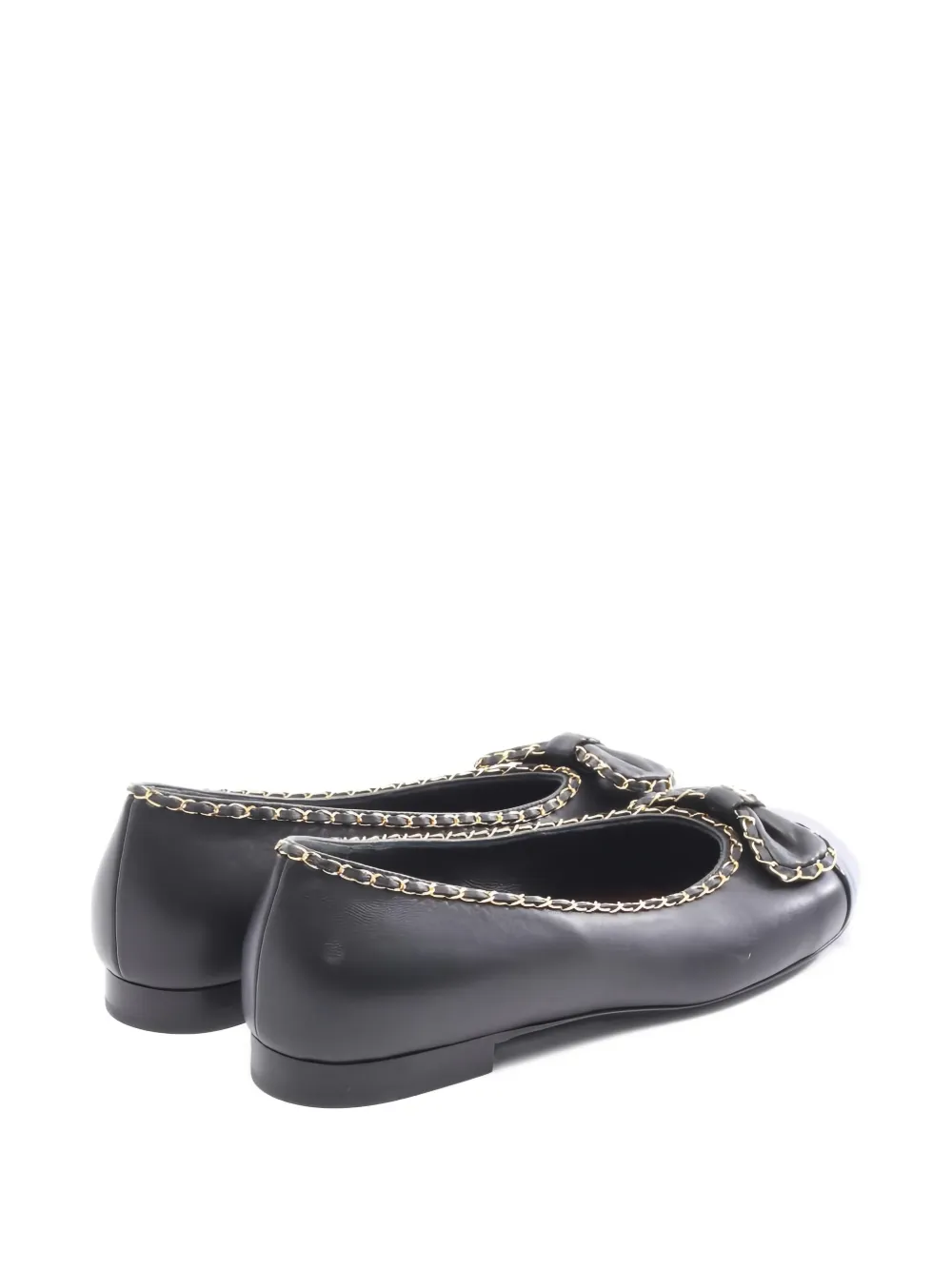 CHANEL Pre-Owned 1986-1988 ribbon chain ballet flats - Zwart