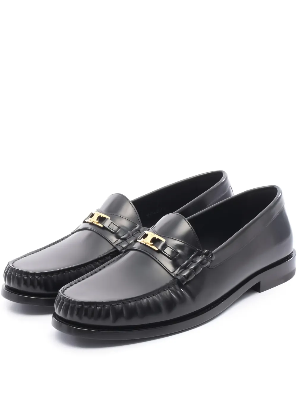 Celine Pre-Owned logo-detail ruched loafers - Schwarz