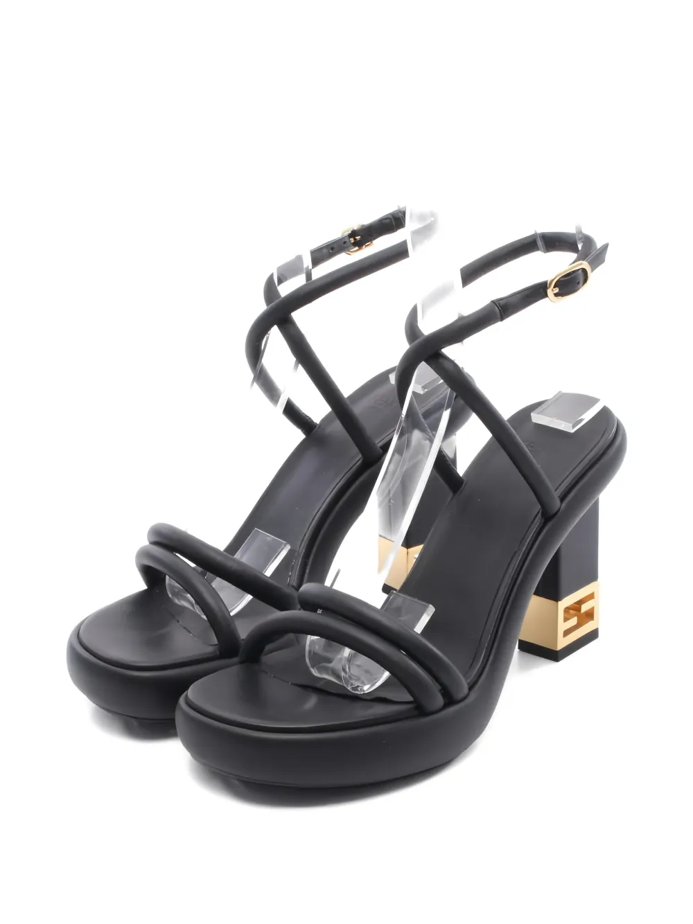 Fendi Pre-Owned 2000s block-heel leather sandals - Zwart