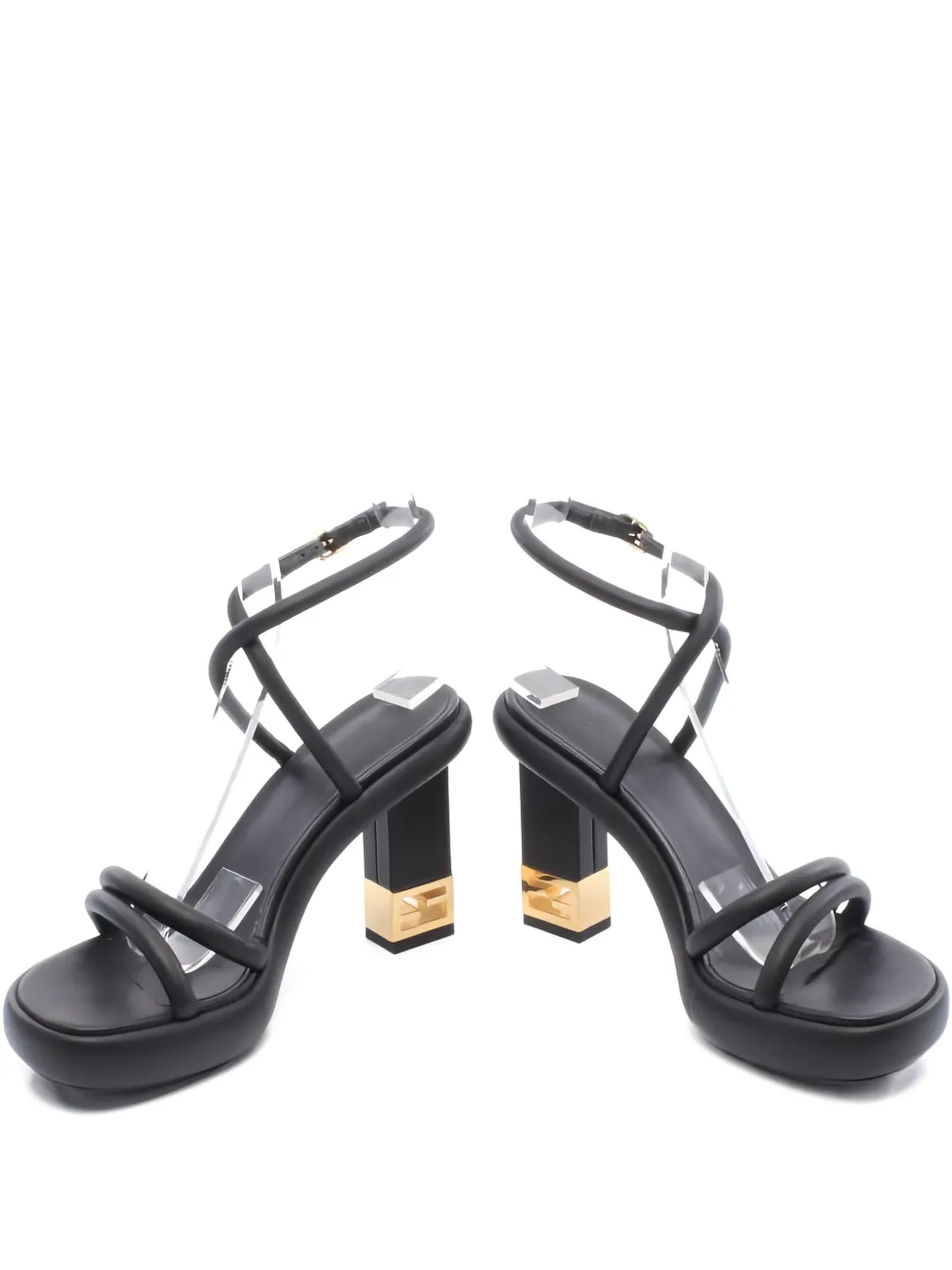 Fendi Pre-Owned 2000s block-heel leather sandals - Nero