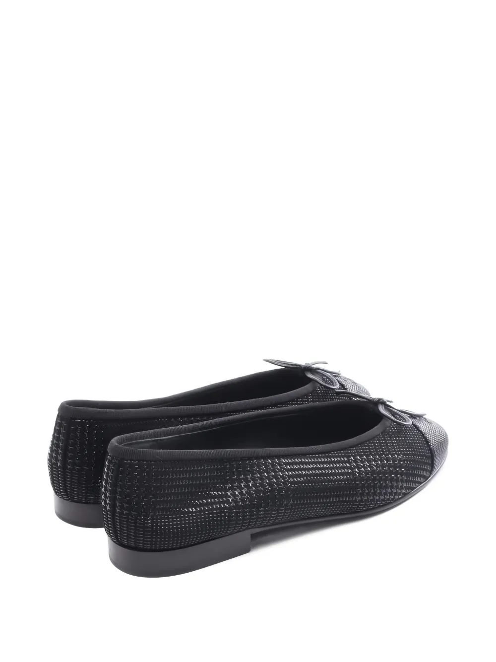 CHANEL Pre-Owned 1986-1988 cap-toe bow-detail ballet flats - Zwart