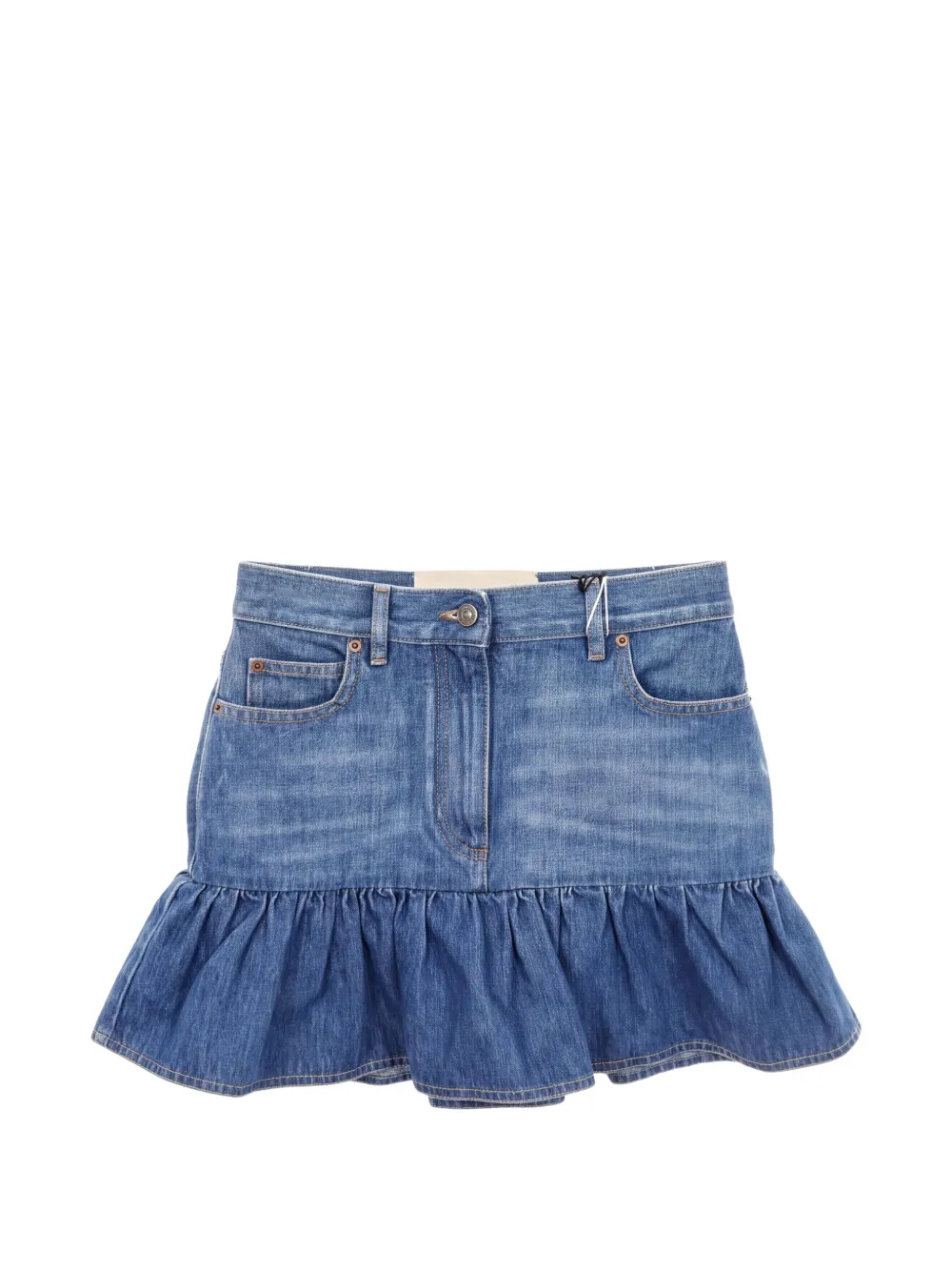Valentino Garavani Pre-Owned 2010s ruffled denim mini skirt - Blu