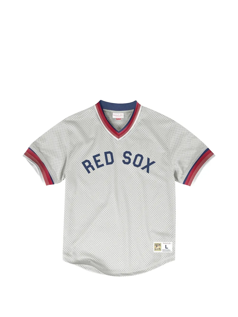 Mitchell & Ness x MLB T-shirt Boston Red Sox con scollo a V - Grigio