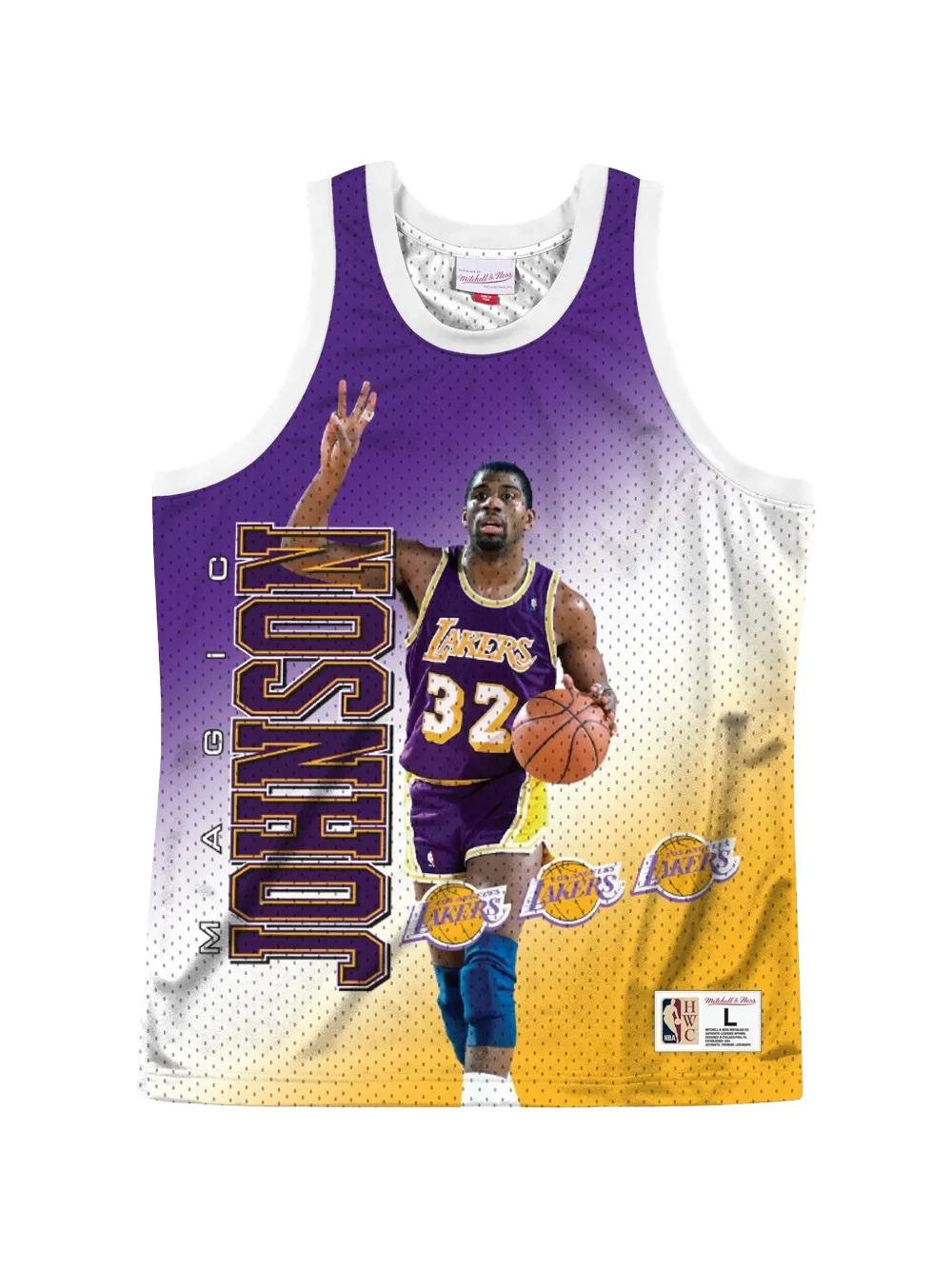 Mitchell & Ness x NBA T-shirt Los Angeles Lakers Magic Johnson Behind The Back - Bianco