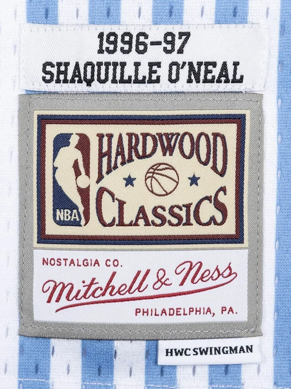 Mitchell & Ness Shaquille O'Neal gestreepte jersey Wit