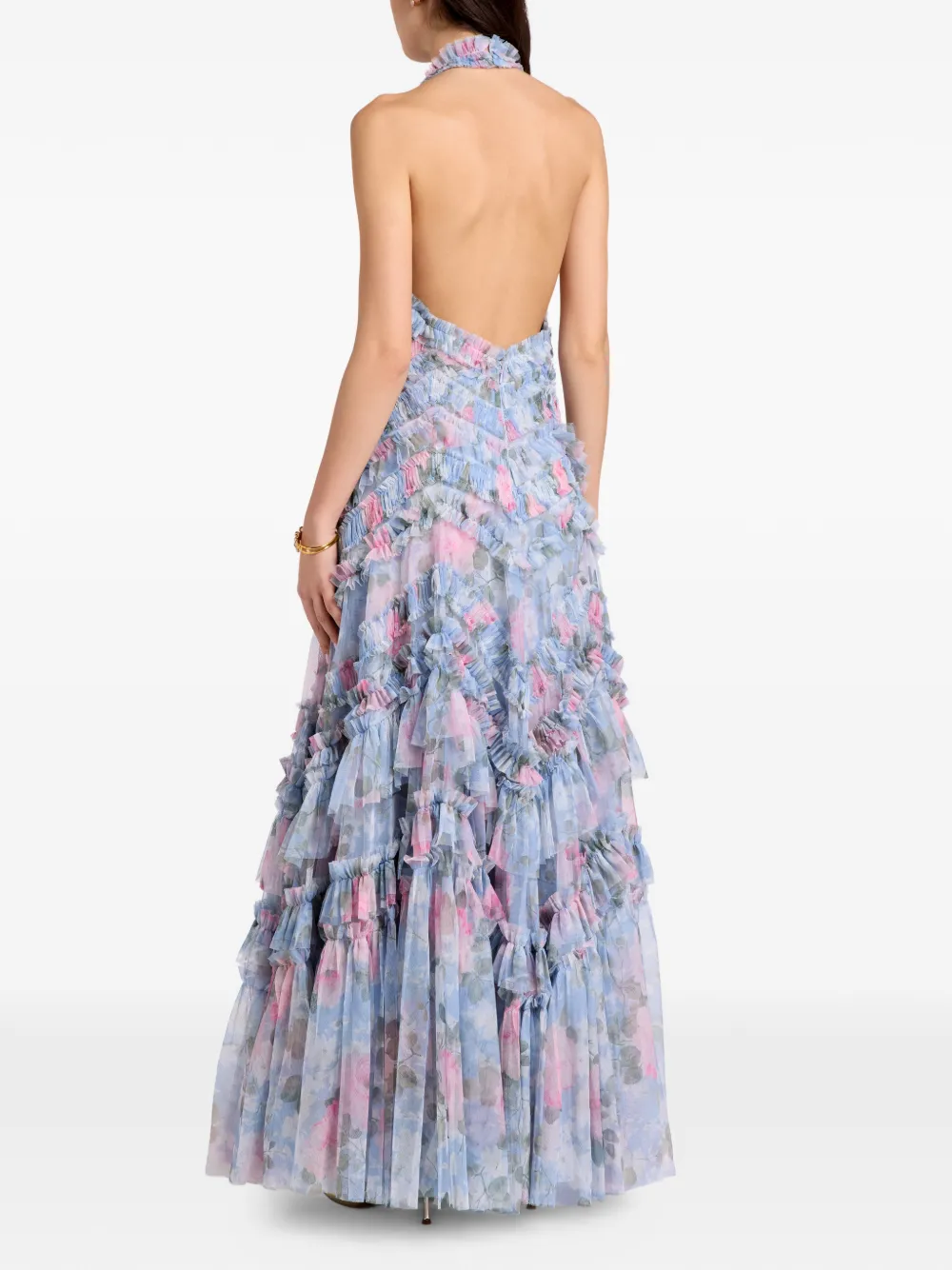 Needle & Thread Maxi-jurk met bloemenprint Blauw