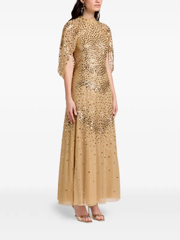 slim fit dress slacks Nadine Merabi Celine Gold Dress M