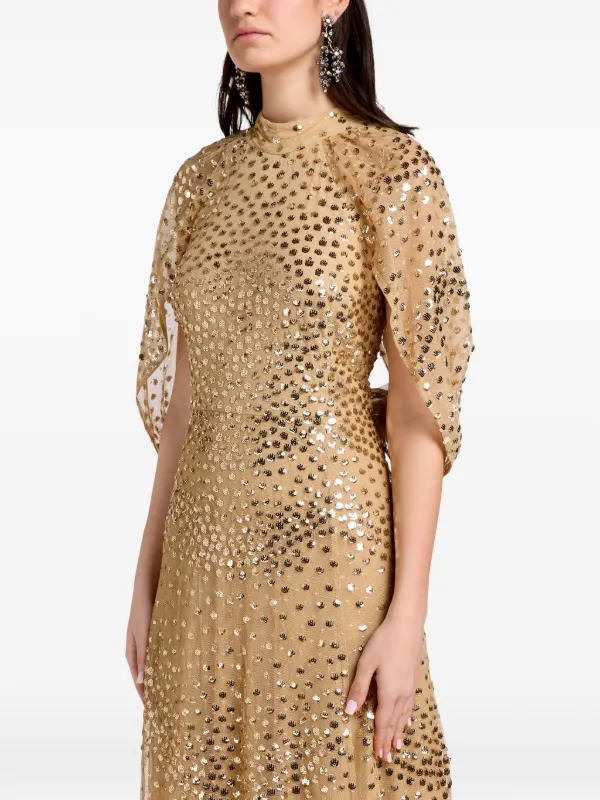sequin embellished midi dress Pamela Brown Leopard Sequin Embellished Midi Dress, S / Brown