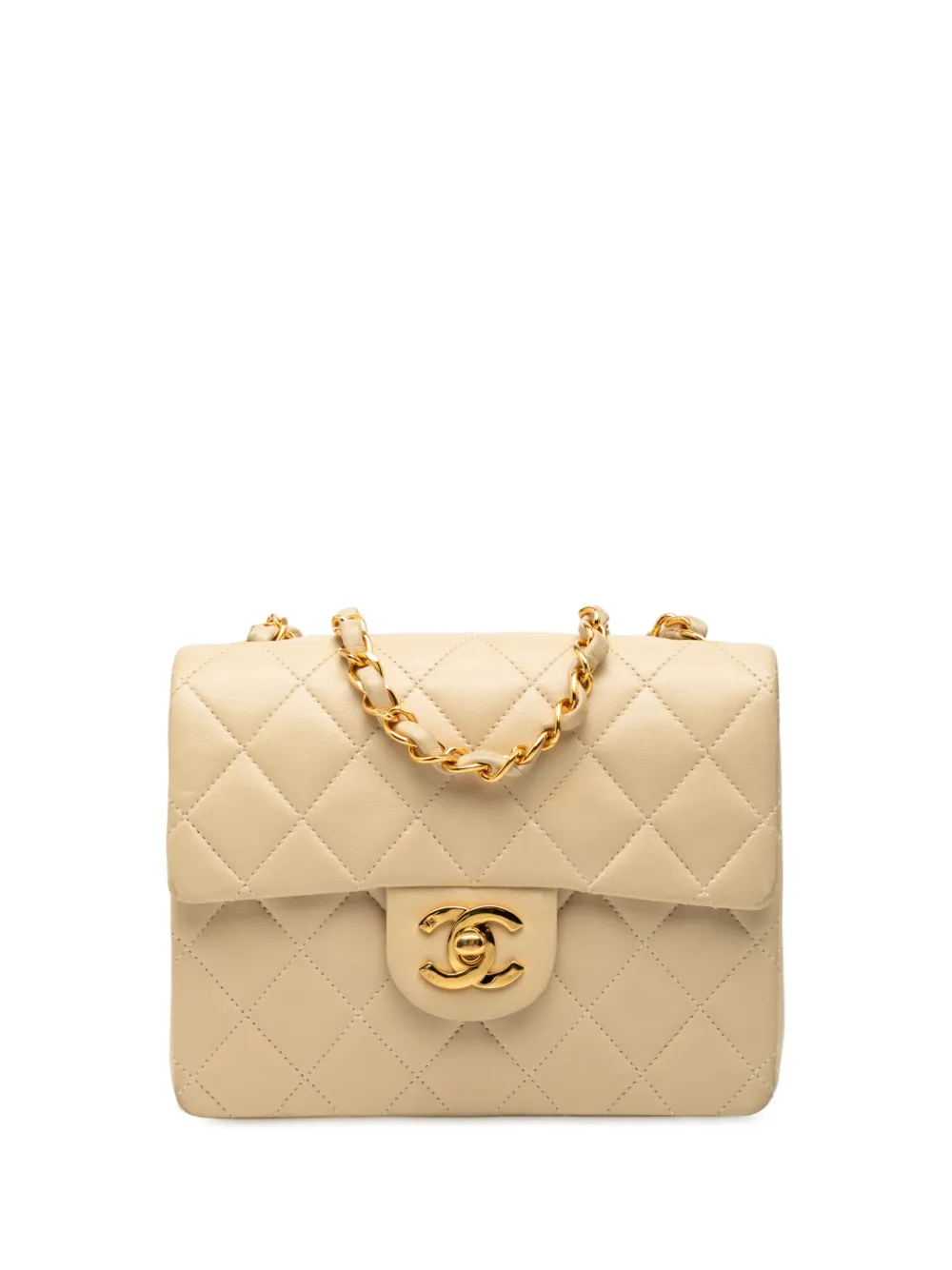 CHANEL Pre-Owned 1991-1994 Mini Square Classic Lambskin Single Flap crossbody bag - Marrone