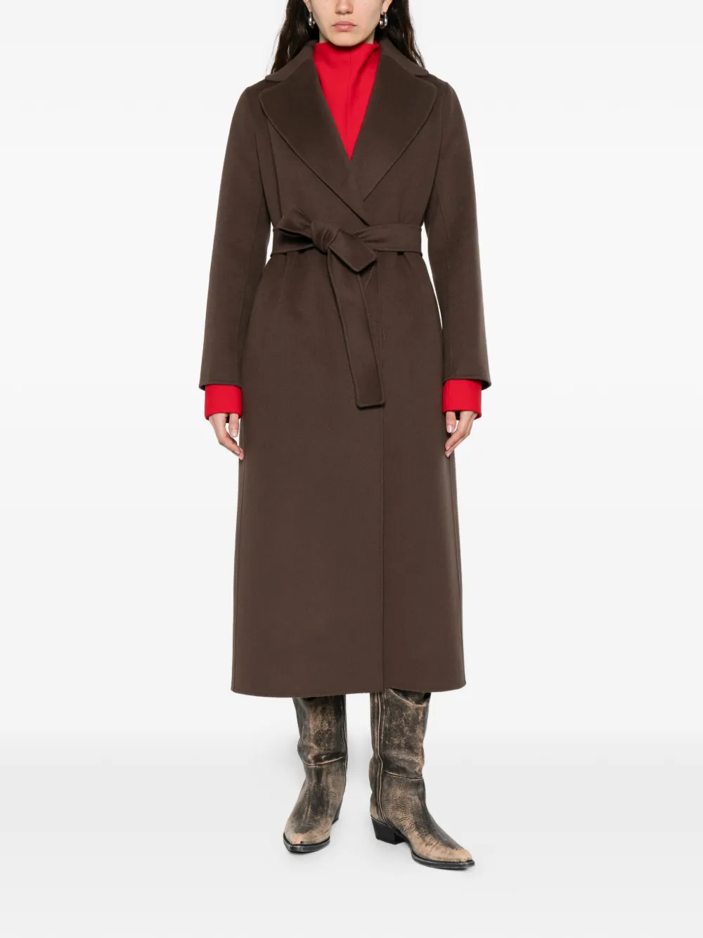 'S Max Mara Poldo jas met ceintuur Bruin