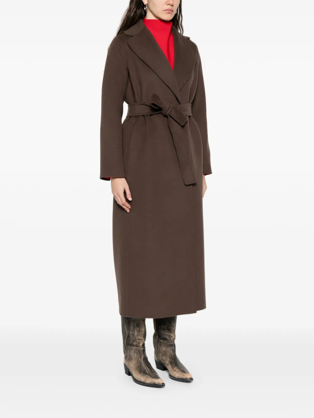 'S Max Mara Poldo jas met ceintuur Bruin