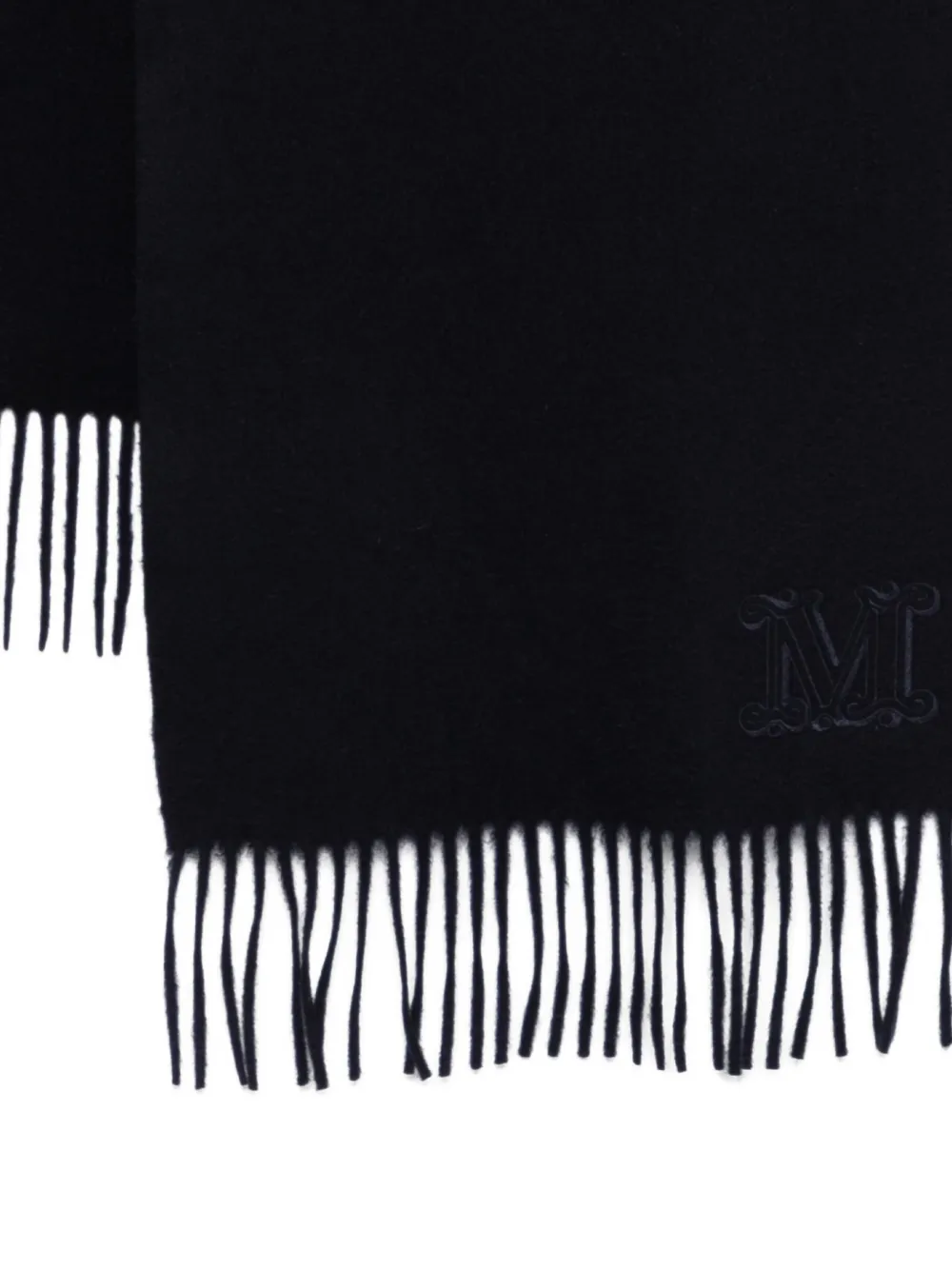  Max Mara Fringed-hem Logo-embroidered Scarf - Blue 