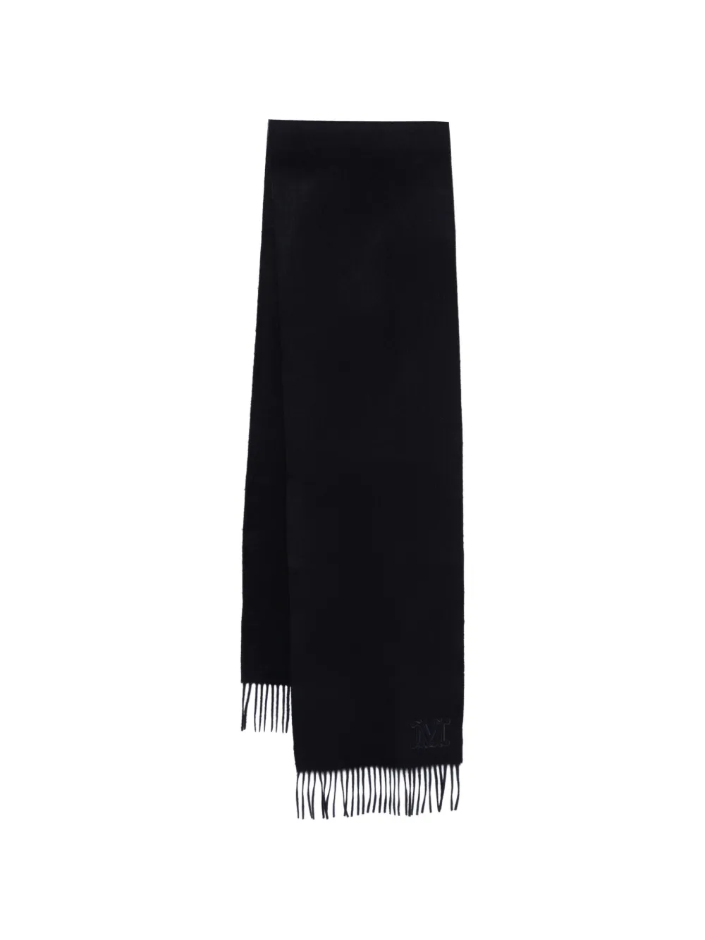 Max Mara fringed-hem logo-embroidered scarf - Blu