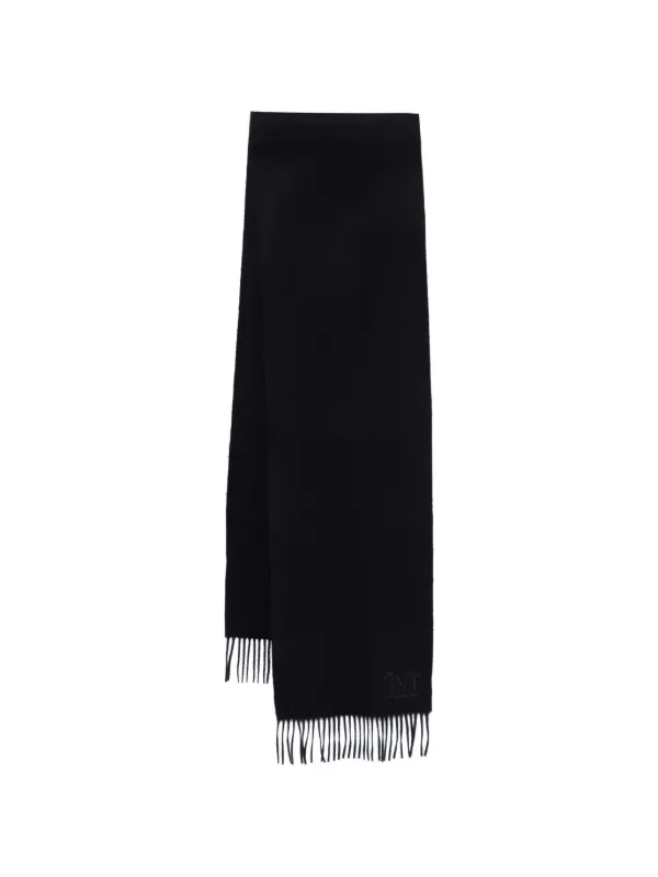 Max Mara Fringed-hem Logo-embroidered Scarf in Blue