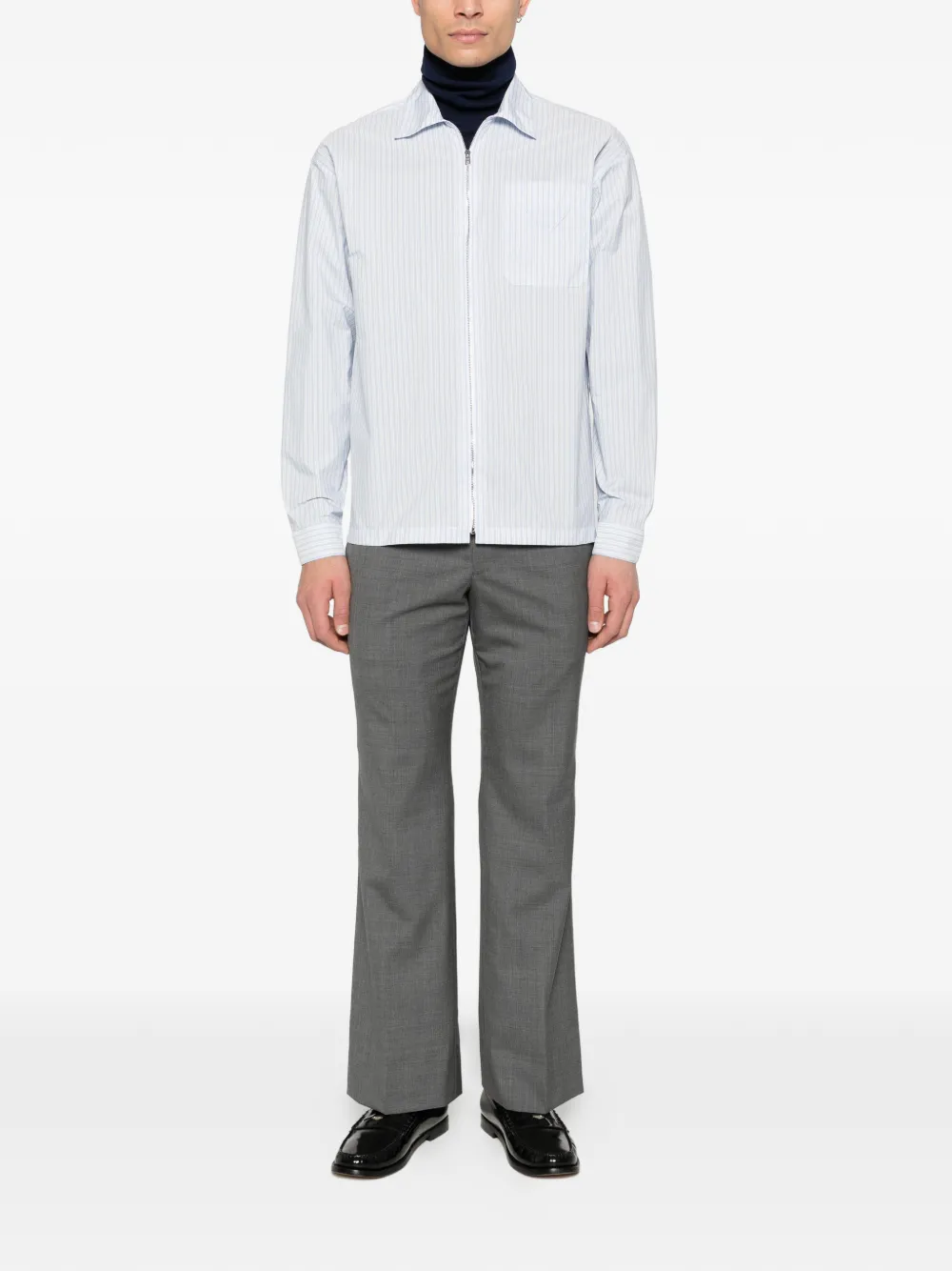 Prada striped zip-up shirt - Wit