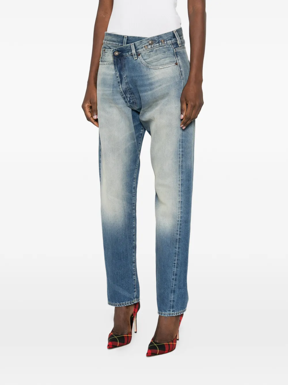 R13 Denim jeans met gekruiste voorkant Blauw