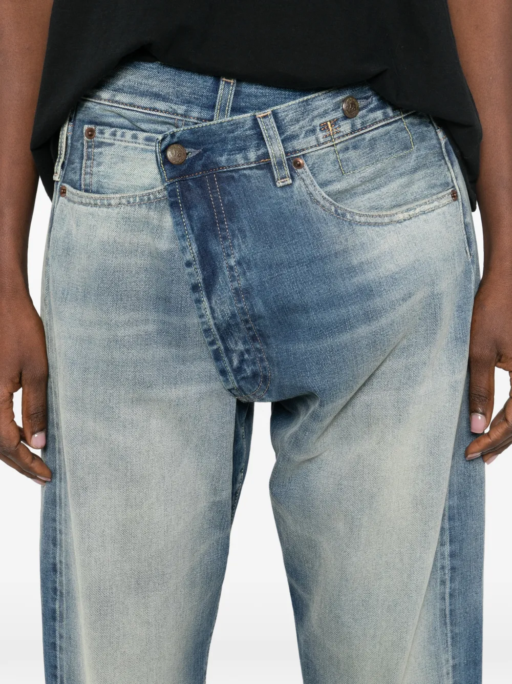 R13 Denim jeans met gekruiste voorkant Blauw
